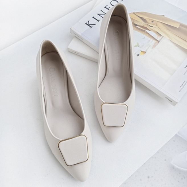 가이아슈 여성용 발편한 클레오 스퀘어 장식 펌프스 여성구두 (3cm 5cm)