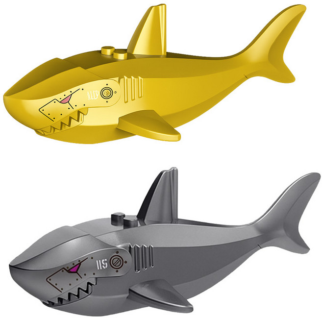 로봇상어 컬러에디션 2종 호환블록 브릭피규어 수집/장식/전시용 키덜트아이템 블럭피겨 컬렉션, 1개, 03. 로봇상어 2종 세트(로켓)