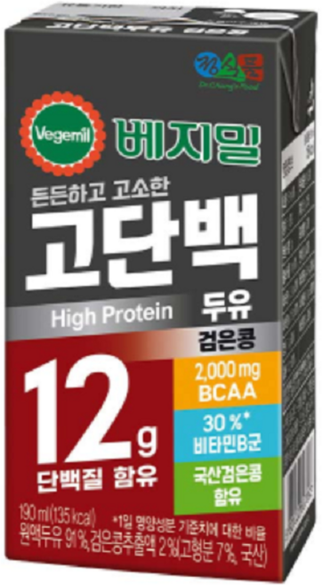 정식품 베지밀 고단백두유 검은콩, 190ml, 120개