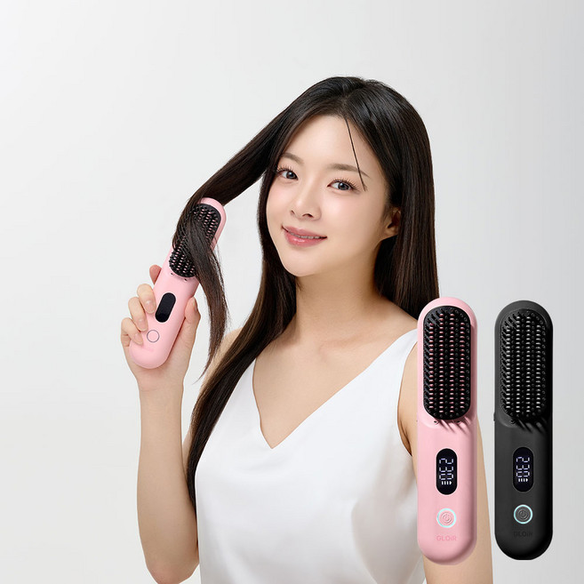 글루아 무선고데기 183빗살 빗고데기 2억 플라즈마 헤어 브러쉬 스타일러 매직기, glow_whb25, 핑크