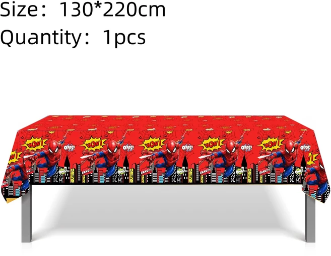 쿠쿠스토어 스파이더맨 테마 테이블보 어벤져스 히어로 생일 파티 장식 플라스틱 커버 게임 데이 완벽, 01 style 13