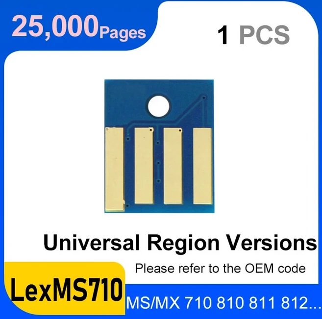 25K 52D1H00 Lexmark MX711 MS817 칩 프린터 카트리지 리셋, 06 1-LexMs710 25k