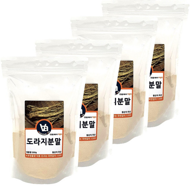 어썸티 국산 도라지 가루 분말, 300g, 4개