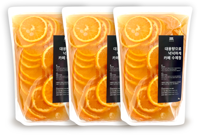 새청달청 수제 오렌지 슬라이스청 카페 재료 대용량 납품, 1개, 3개입, 2kg