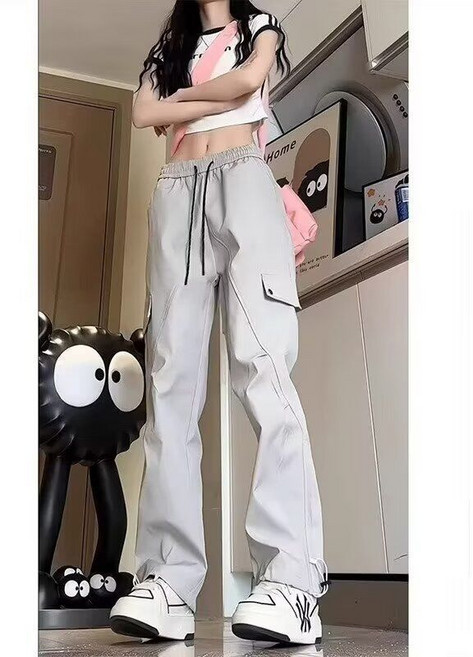 여성 봄 여름 카고 바지 캐주얼 빈티지 방수 아웃도어 카고 팬츠 루즈핏 남녀공용 하이웨이스트 카고 팬츠 LPC