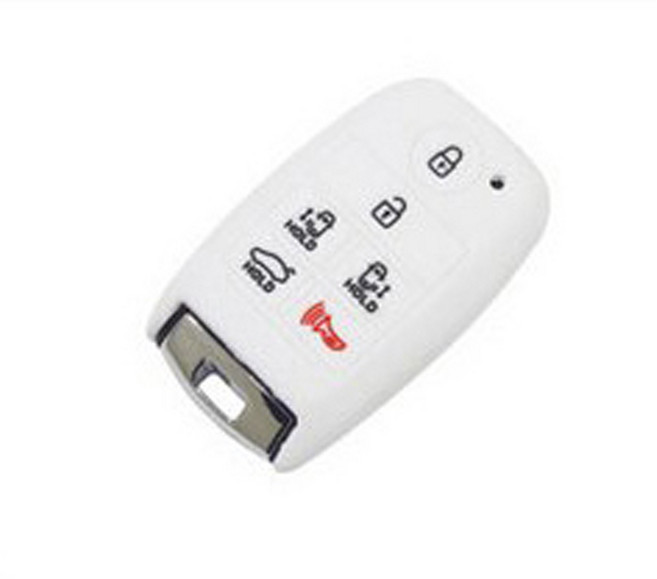 기아 호환 실리콘 키케이스, 스마트6버튼, 화이트, .