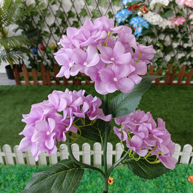 노란집 태양광 수국 3송이 꽃조명 태양열 정원등, 수국(퍼플)