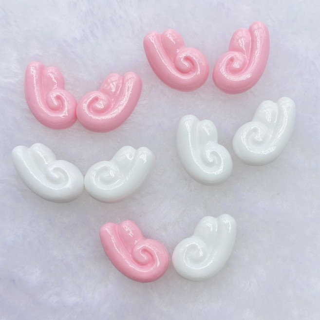 20pcs 큐티수지 1.1cm*1.85cm 미니 날개 플랫 백 드릴 네일아트 액세서리 DIY 클립북 장식, Mixed, 20개, 화이트/핑크