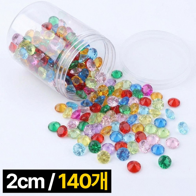 디심플 2cm 보석칩 보석 장난감 140개, 혼합색상