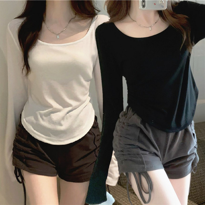 [1+1] 여성 무지 슬림 스판 쫄티 라운드넥 긴팔 티셔츠 슬림유라운드티셔츠