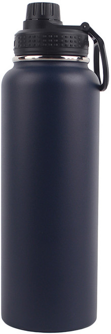 투데이리빙 보온 보냉 스텐 핸들 텀블러 대용량 물병 밀폐형 회전식 스파우트 캡뚜껑 물통 듀얼 드링크 물병 핸드 커버 홀더 손잡이 보틀, 1개, 1200ml, 네이비