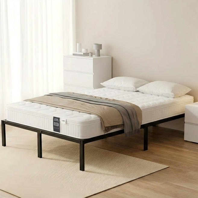 리보아 철제 침대프레임 싱글 침대 매트리스 깔판 프레임, 블랙