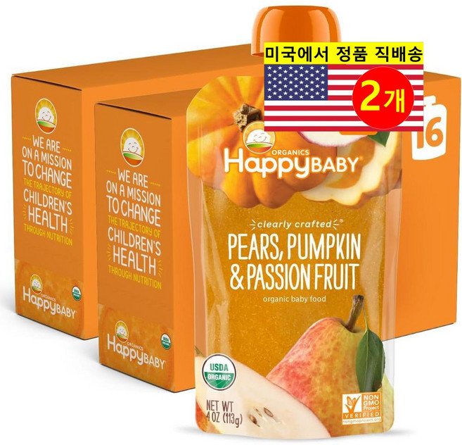 Happy Baby 6개월 이상 유아용 과일 채소 퓌레 이유식 16개입 113g 1개, 2개