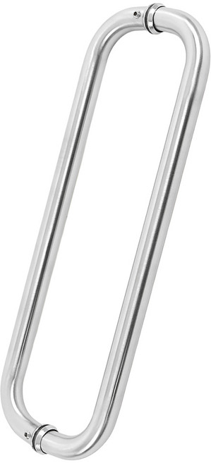 철물이네 강화도어 손잡이 340mm 스텐 마주 원형 유리문, 실버무광