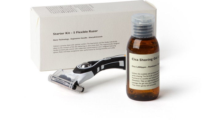 레이지소사이어티 5중날 면도기 스타터킷, 1개, 면도핸들 + 5중날 1p + 시카 쉐이빙젤 50ml