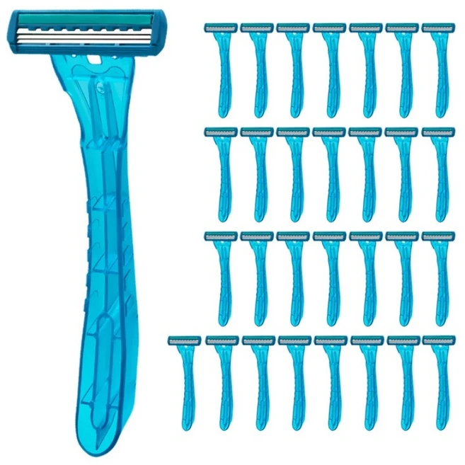 리빙만렙 개별 포장 3중날 일회용 면도기, 30개, 1개입 - 쿠팡