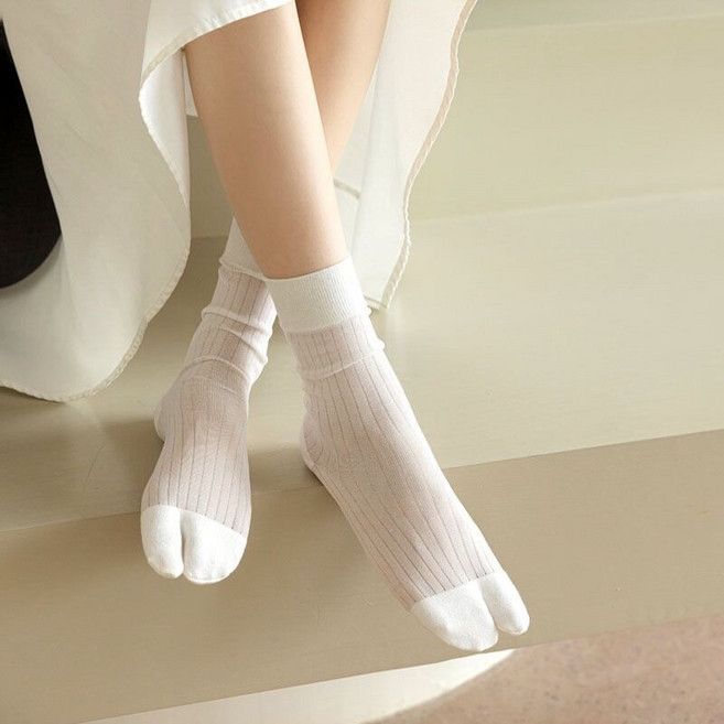 여성 타비양말 골지 엄지발가락 반누드 족발 긴 타비 패션양말 3켤레세트
