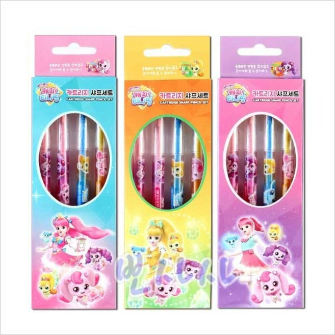 2000 반짝반짝 캐치 티니핑 카트리지 샤프 세트 4P 택 뽀사사 귀여운 새학기 캐릭터 문구 필기구 초등학교 필기구 단체 선물, 랜덤3개