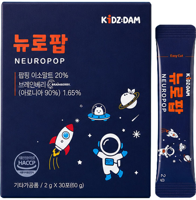 키즈담 뉴로팝 폴리페놀 팝핑캔디 브레인 영양제, 1개, 30회분