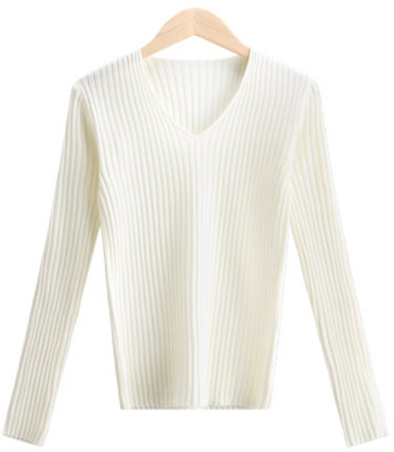 신디 브이넥 골지 슬림 니트 7color