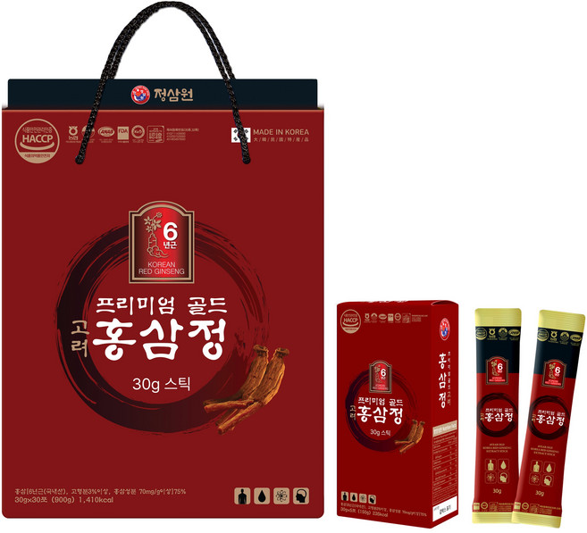 개성홍삼 정삼원 국내산 6년근 고려 홍삼정 프리미엄 골드 진액 30gx30포, 1개, 30ml