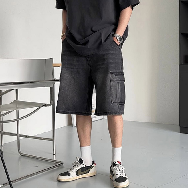 치트키 스트릭트 카고 데님 반바지