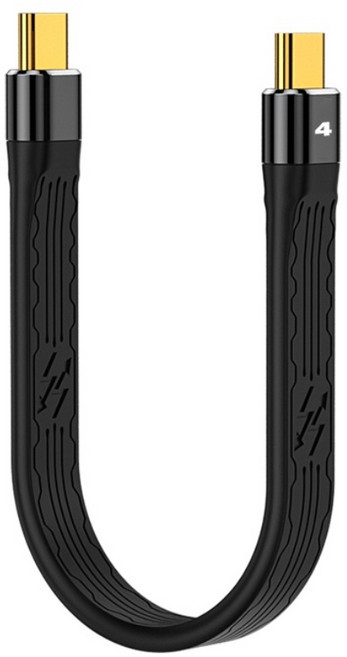 썬더볼트 4 케이블 100W PD 40Gbps USB C타입 고속 외장 하드 데이터 충전 미니 케이블, 1개, 블랙, 22cm