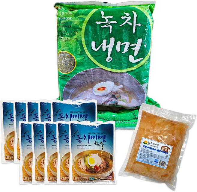 맛있는 참설악 녹차 동치미 물냉면 세트 / 녹차냉면 1개 + 동치미육수 10봉 + 냉면무 1개, 1세트, 5.8kg