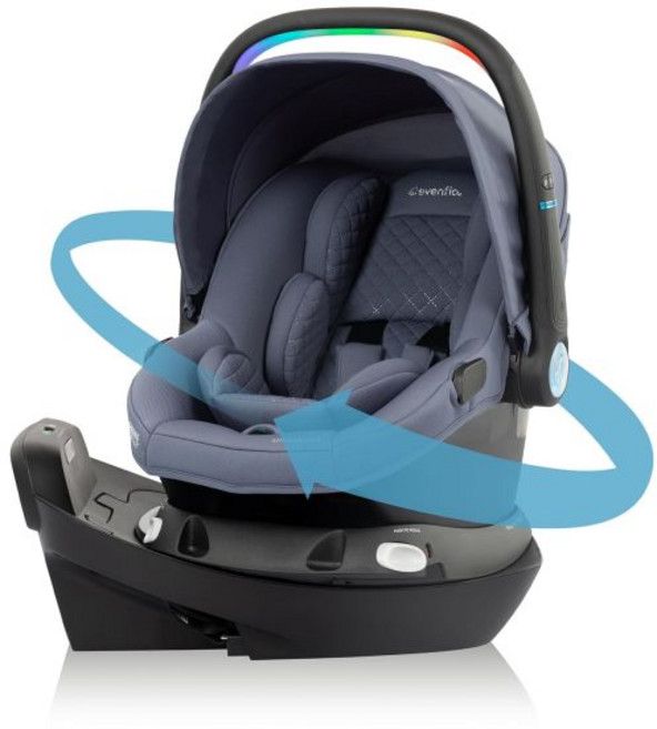 이븐플로 리볼브 180 라이트맥스 NXT 회전식 경량 프리미 및 유아용 카시트 3-30파운드. SensorySooth와 함께. 기본(쿼츠)으로 간편한 설치, SensorySoothe/ SensorSafe/ Gre, Flint