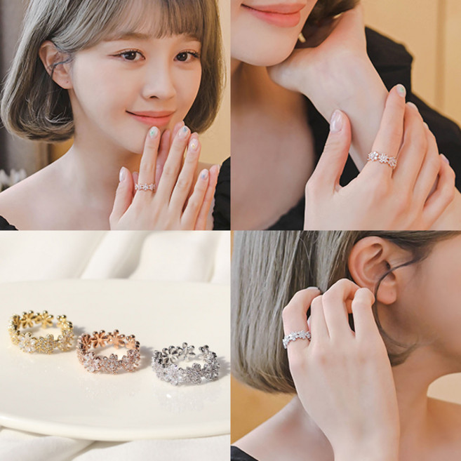 미스21 파니코스 꽃송이 큐빅 반지 링 (rg611)