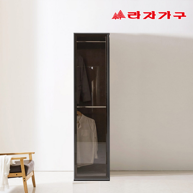 라자가구 글림 400 모듈 시스템 틈새 브론즈 유리 옷장 긴문 장롱 양복장, 원터치일반도어, 오크