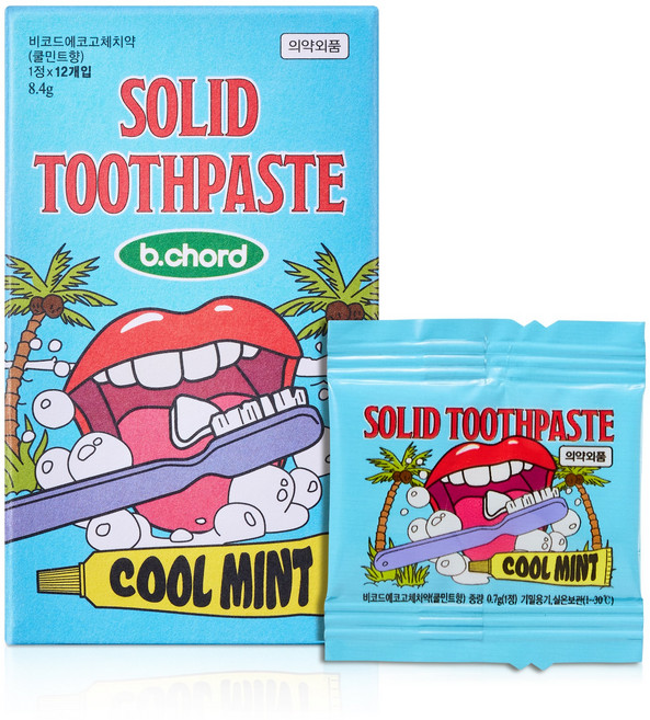 비코드 에코 고체치약 쿨민트향 12정 개별포장, 1개, 8.4g