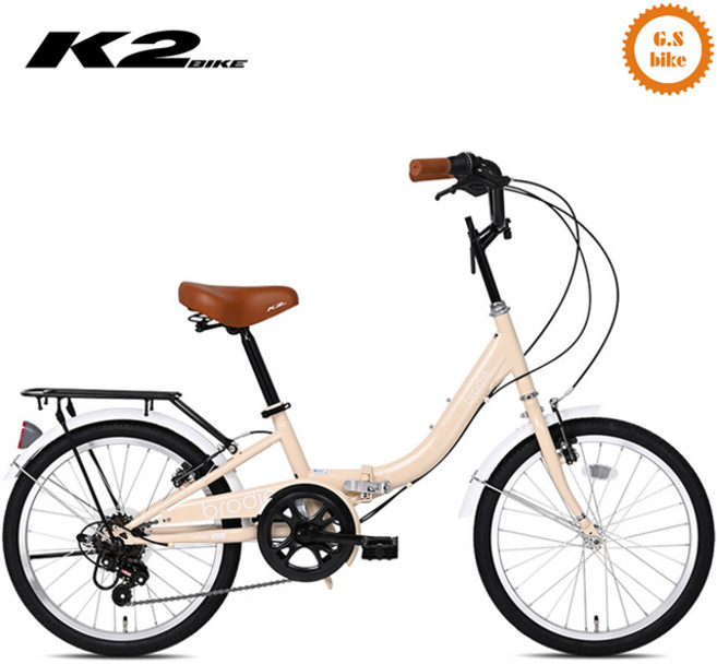 케이투바이크 접이식자전거 브로디 20인치 7단 조립별도, 크림베이지, 1개, 148cm, 미조립+소형공구