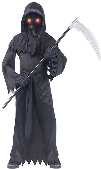 兒童萬聖節死神角色扮演服裝，含發光眼鏡