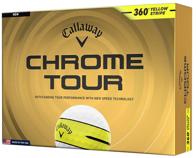 캘러웨이 CALLAWAY 남성용 골프볼 크롬 투어 26 옐로우 360° 스트라이프 3B 2026년 모델 다스 12개입 색상 노랑 288079, FF