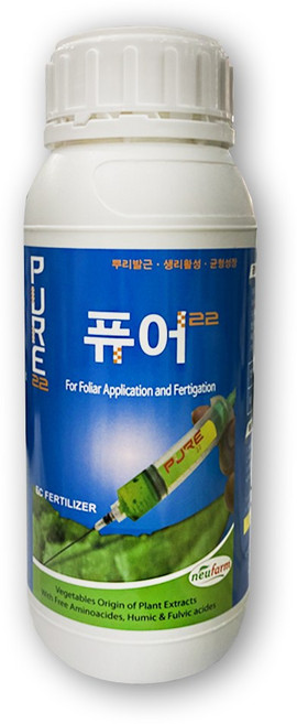 비료컴퍼니 퓨어500ml - 뿌리발근제 생리활성제 균형생장 고추 배추 마늘 양파 대파 전용 비료 냉해 약해 바이러스 모두싹 혼용가능, 12개