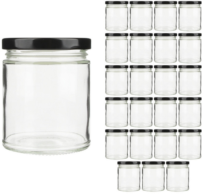 공병상회 OS공통300 투명 유리병 + 블랙캡 세트, 24개, 230ml