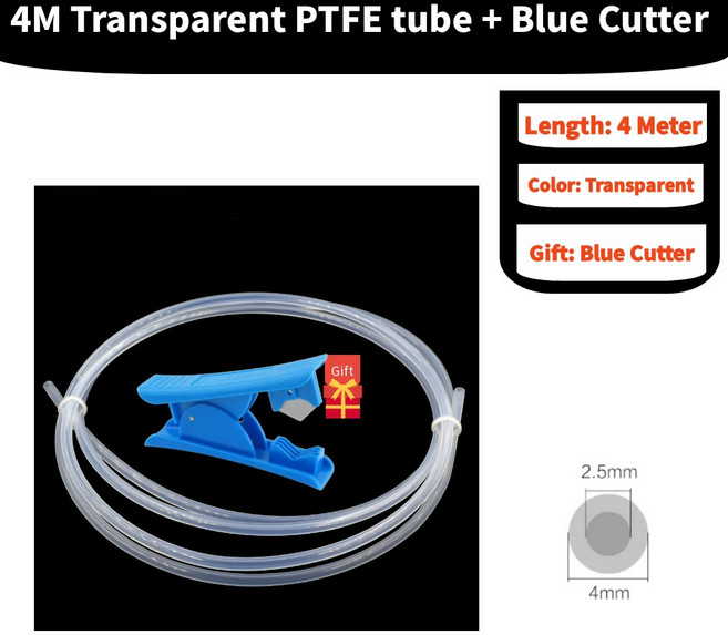 BAMBU P1P AMS A1 테플론 OD4MM 프린터 부품 미니 압출기 보우든 3D 75MM 튜브 멘트 5MM ID2, Transpa nt4M Cutter