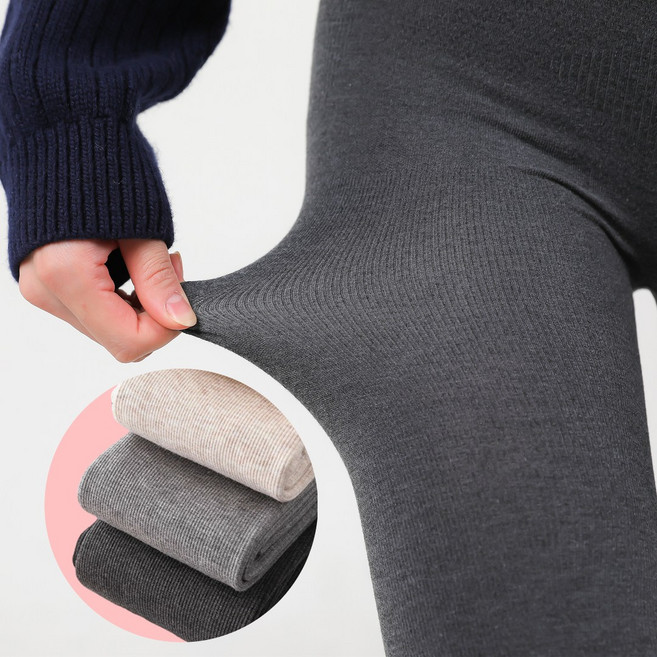 글로즈온 골지 면레깅스 기모없는 하이웨스트 코튼 면스타킹