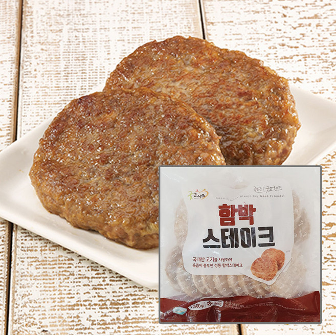 굿프랜즈 함박스테이크 1600g /햄버거스테이크 햄버거패티 떡갈비, 1.6kg, 1개