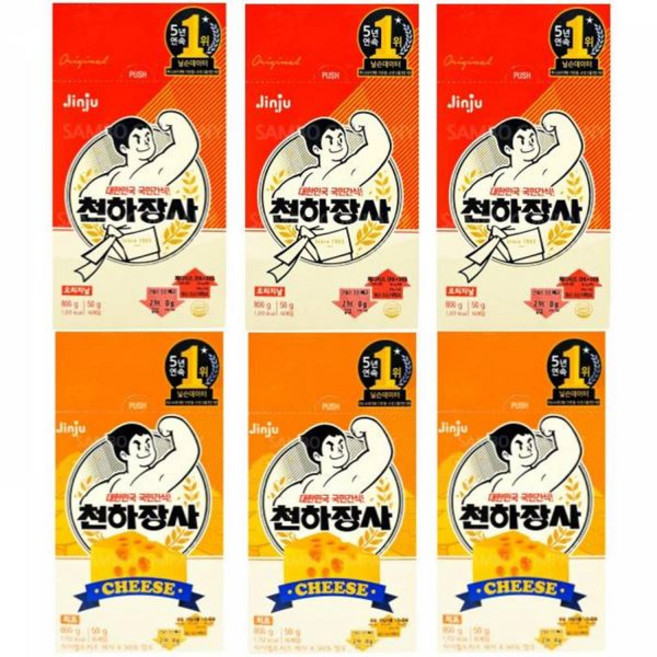 천하장사 편의점 코스트코 캠핑 업소용 맛있는 간식 핫바 소세지 오리지널 3곽 치즈맛 3곽, 6개, 800g