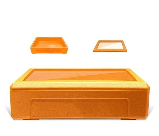 食品級保溫箱 EPP保麗龍箱 保冰箱 保冰盒 冷藏箱 可疊加透明蓋, 橙色, 24L