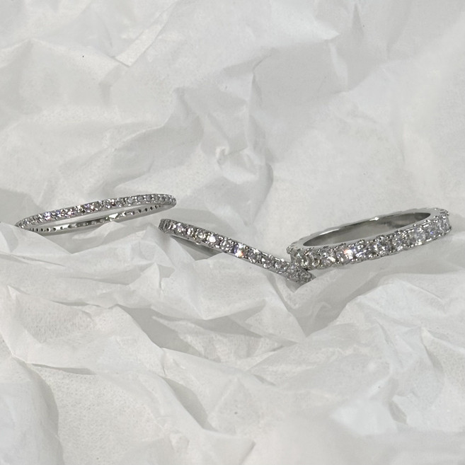 슬림 큐빅 가드링 레이어드 링 반지 (1mm 2mm 2.5mm)