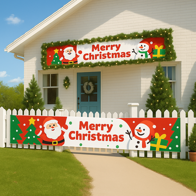 [산타출동] 애니윙 크리스마스 배너 어린이집 파티 현수막 대형, 해피산타