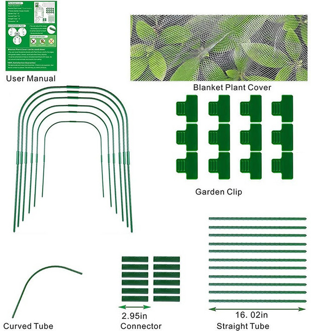 開心農場 AS01 防蟲網 植物隧道防鳥網 溫室園藝 花棚 冬季保溫, 1個, 套裝組（2.4*6米網）