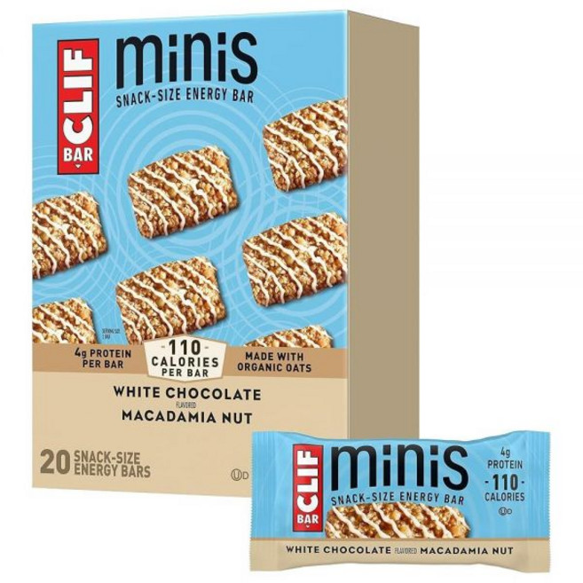 CLIF BAR Minis - 화이트 초콜릿 마카다미아 너트 맛 유기농 귀리로 제작 단백질 4g GMO 프리 식물 기반 스낵 사이즈 에너지 바 28.1g(1온스) (20팩), 28g, 1