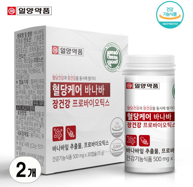 일양약품 혈당케어 바나바 장건강 프로바이오틱스 유산균 30정, 2개