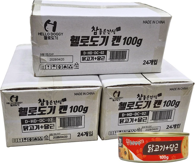 헬로도기 참좋은간식 강아지 캔, 72개, 100g, 혼합맛(닭고기/당근) - 쿠팡