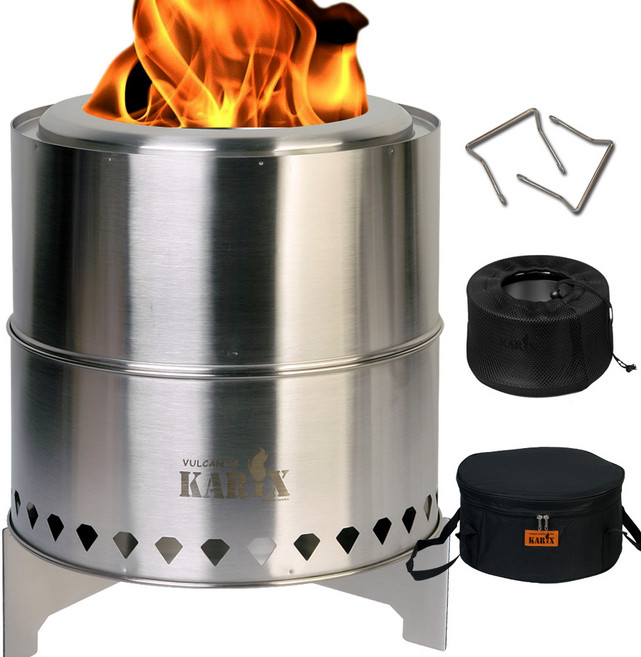 벌컨 34 패밀리 사이즈 불멍 화로대 로켓 우드 스토브 이중 이차 3차 연소 캠핑, 1개