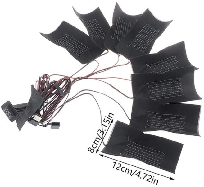 호환 조끼 재킷용 USB 의류 히터 패드 온도 조절 가능 전기 난방 시트 난방 온열 패드 3 기어 8, 01 FR3C508